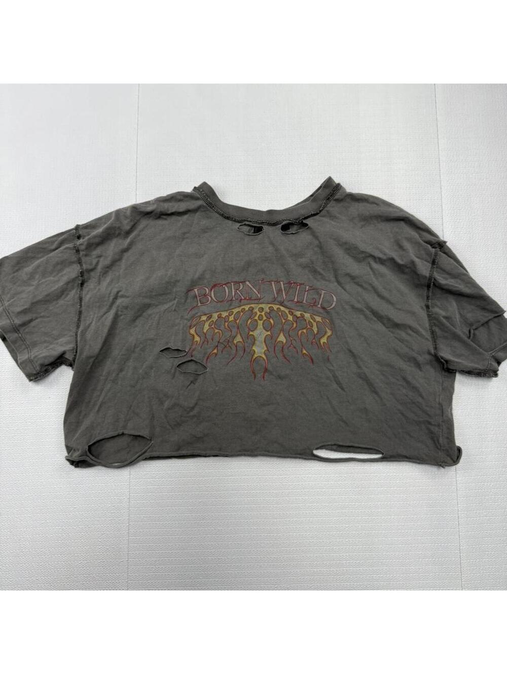 Forever 21 Women's Grey and Green Crop-top